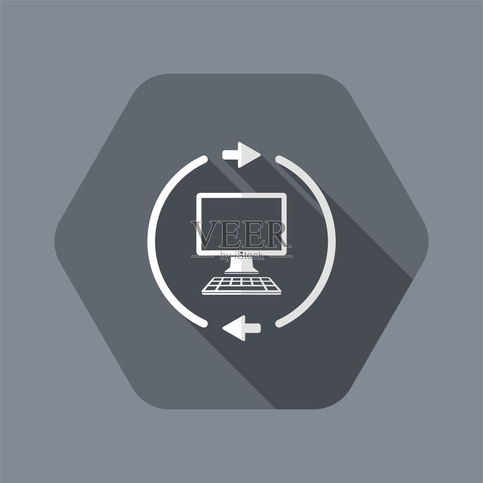 计算机同步平面图标图标素材