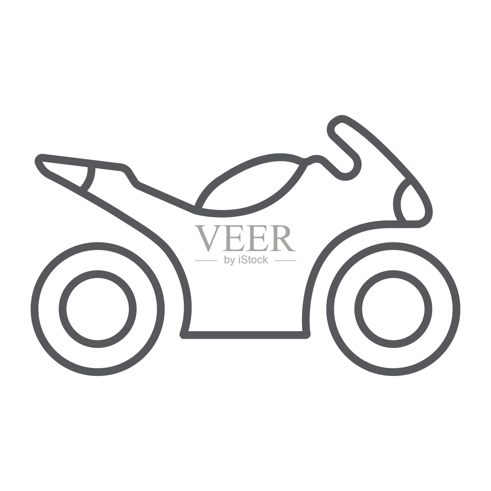 跑车细线图标，交通和驾驶，摩托车标志，矢量图形，白色背景上的线性图案。图标素材