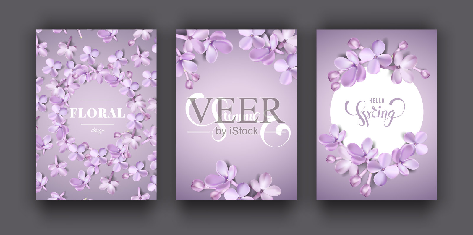 花的春天背景与紫色的丁香花设计模板素材