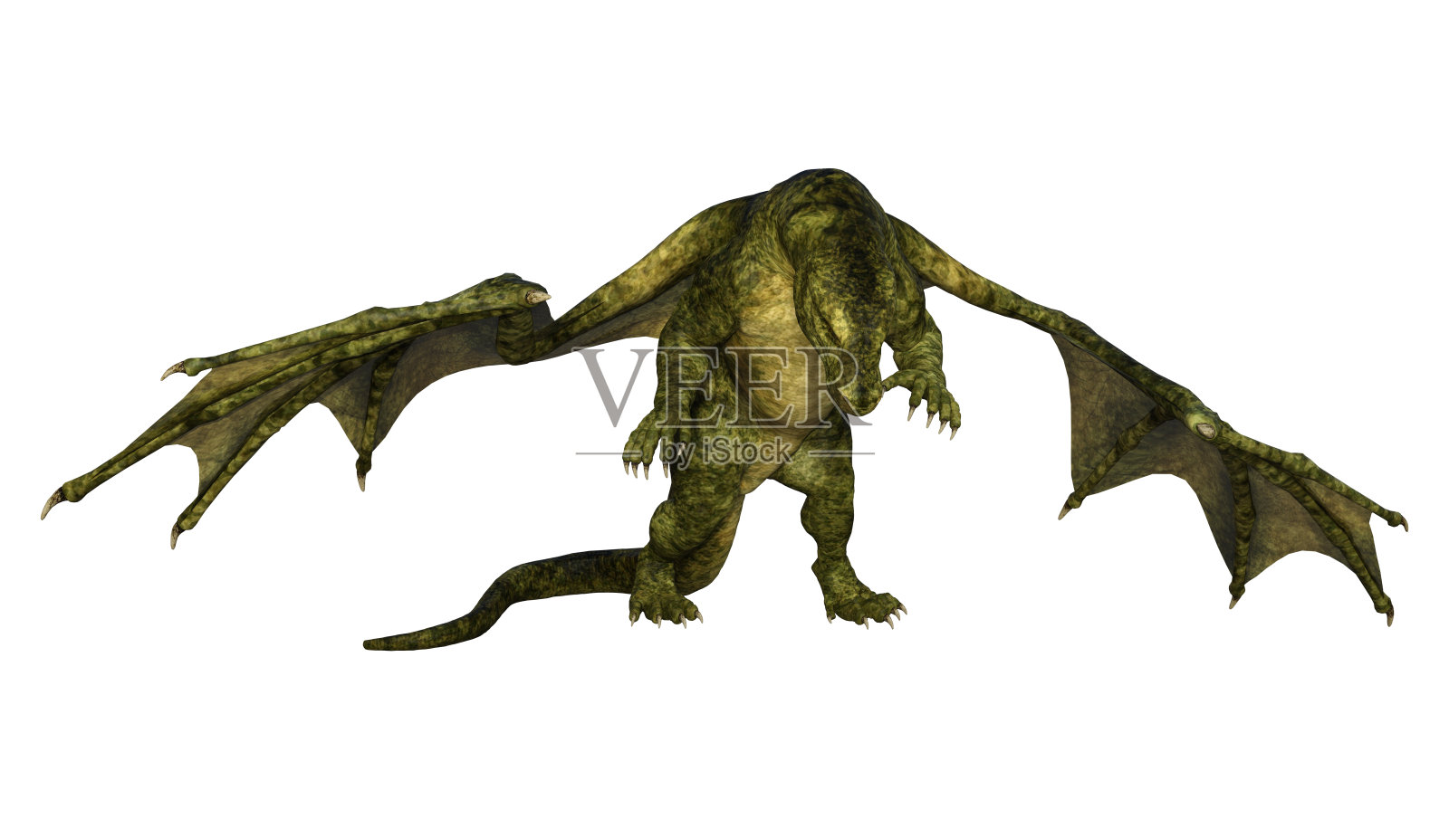 3D插图幻想龙在白色照片摄影图片