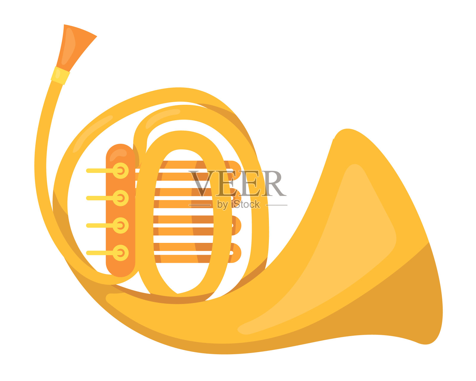 金属管，音乐管。管乐古典金属乐器。插画图片素材