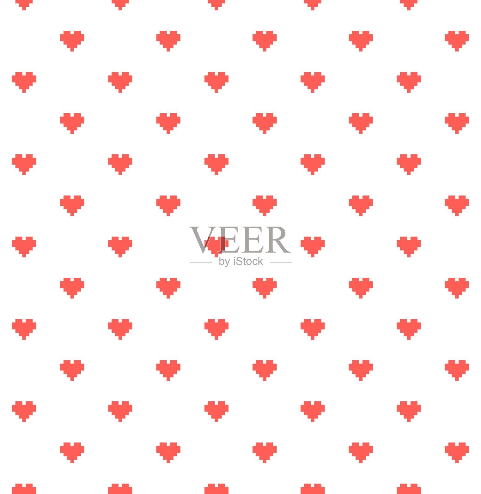 无缝像素心脏背景。矢量图插画图片素材