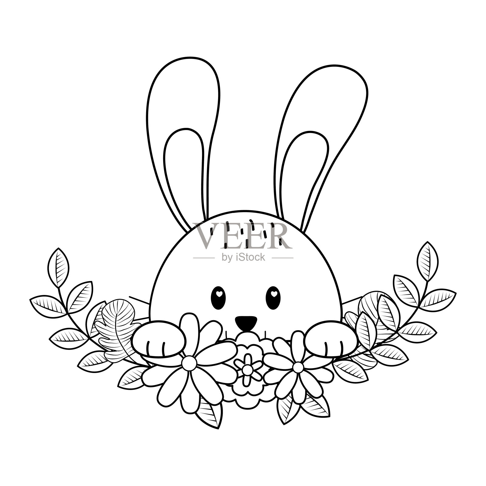 小兔子带着花复活节的性格设计元素图片