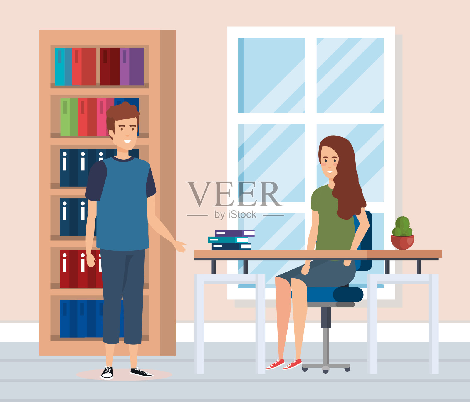 职场上的商业情侣插画图片素材