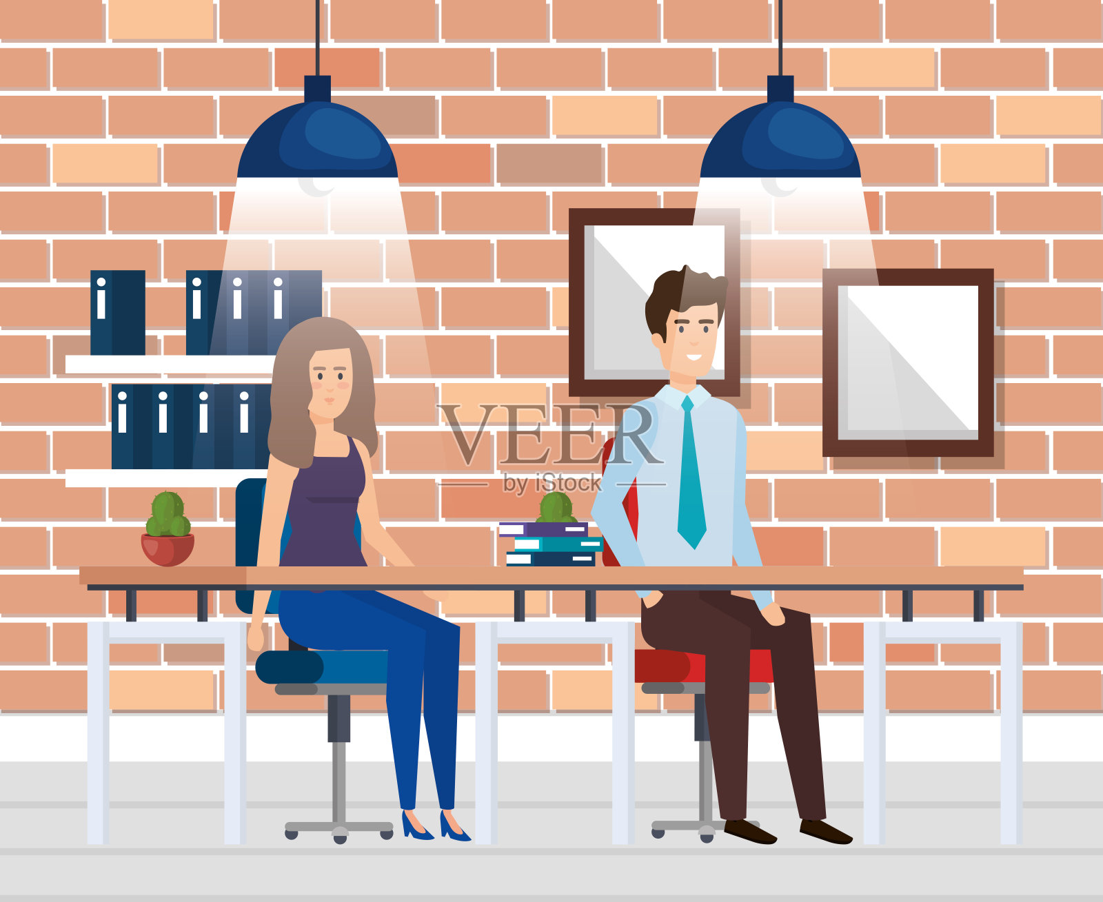 职场上的商业情侣插画图片素材