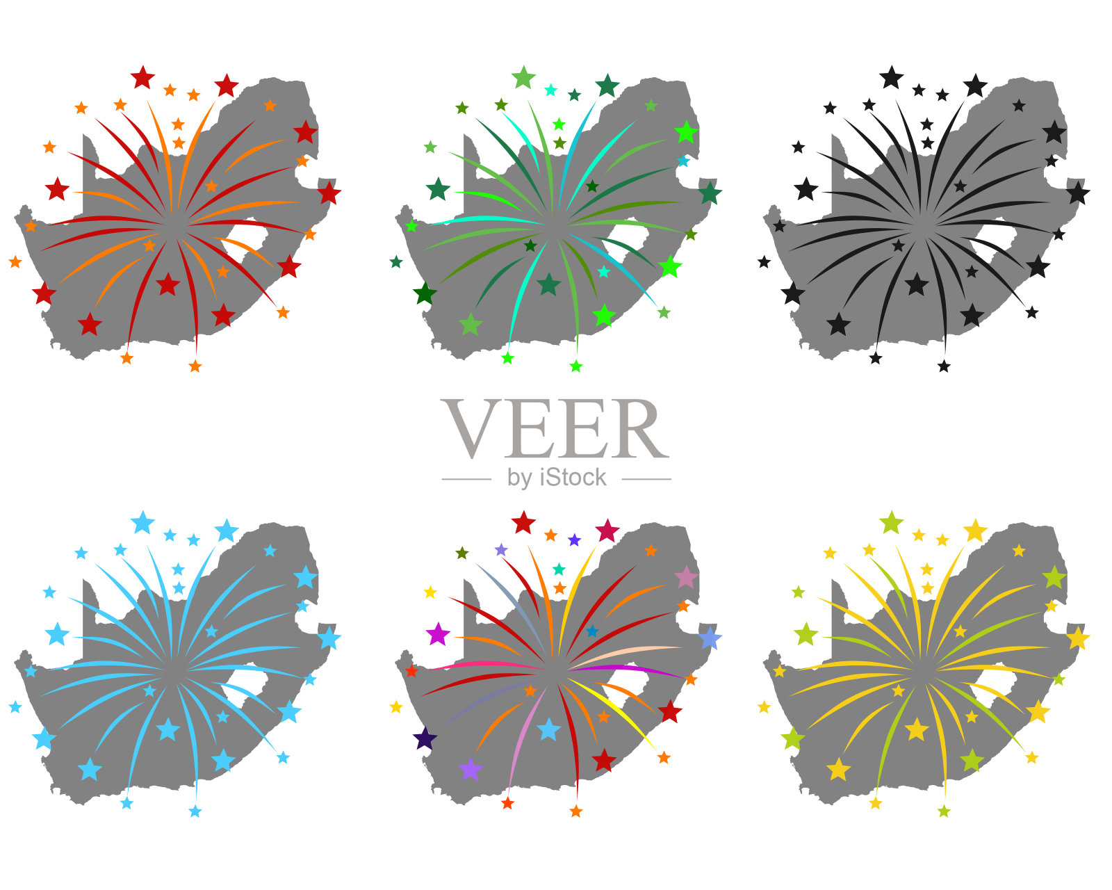 南非地图与烟花插画图片素材