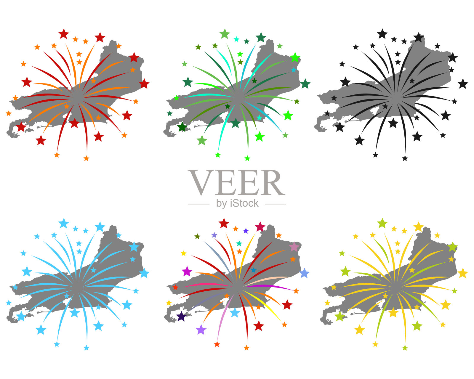 里约热内卢的烟火地图插画图片素材