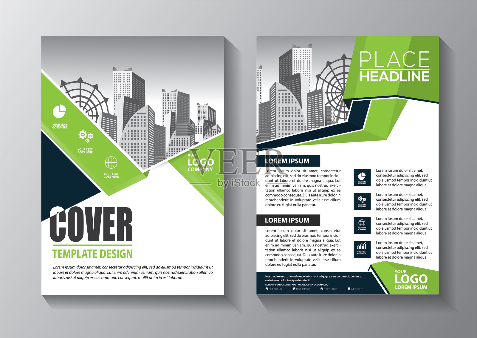 业务抽象向量模板。宣传册设计，封面现代布局，年度报告，海报，传单在A4彩色三角形，几何形状的技术，科学，市场与光背景插画图片素材