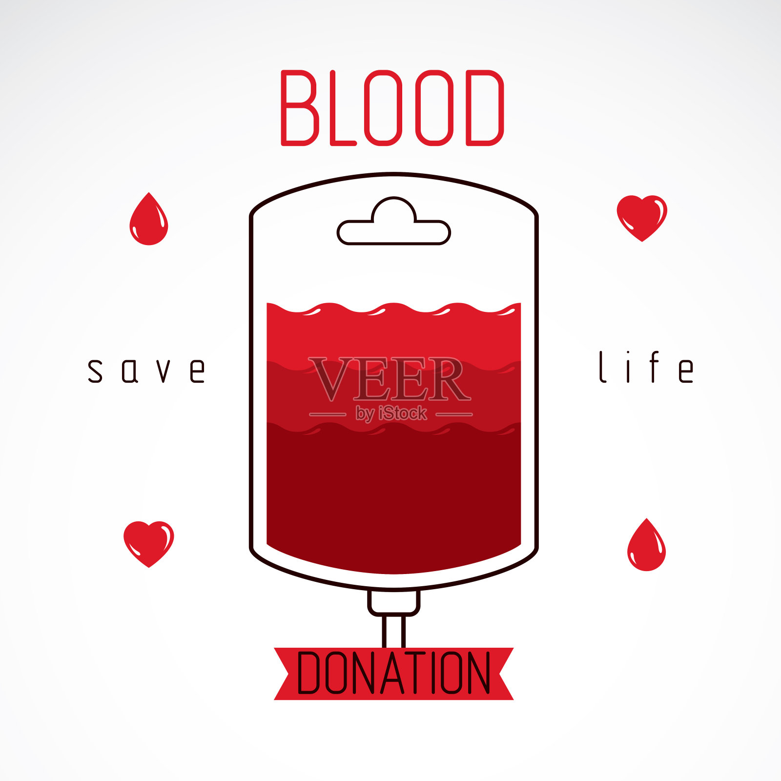 为献血准备的滴血器矢量图。输血的隐喻，医疗的象征。插画图片素材