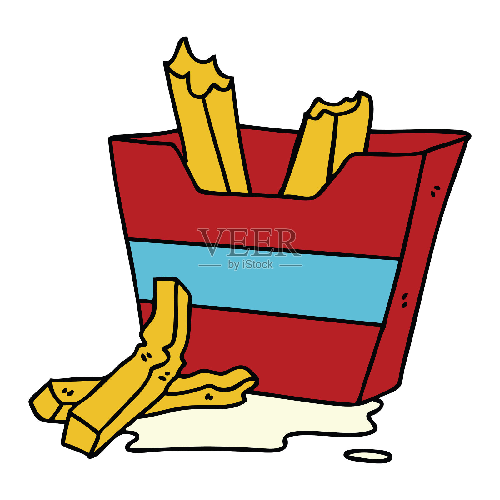 古怪的手绘卡通薯条设计元素图片