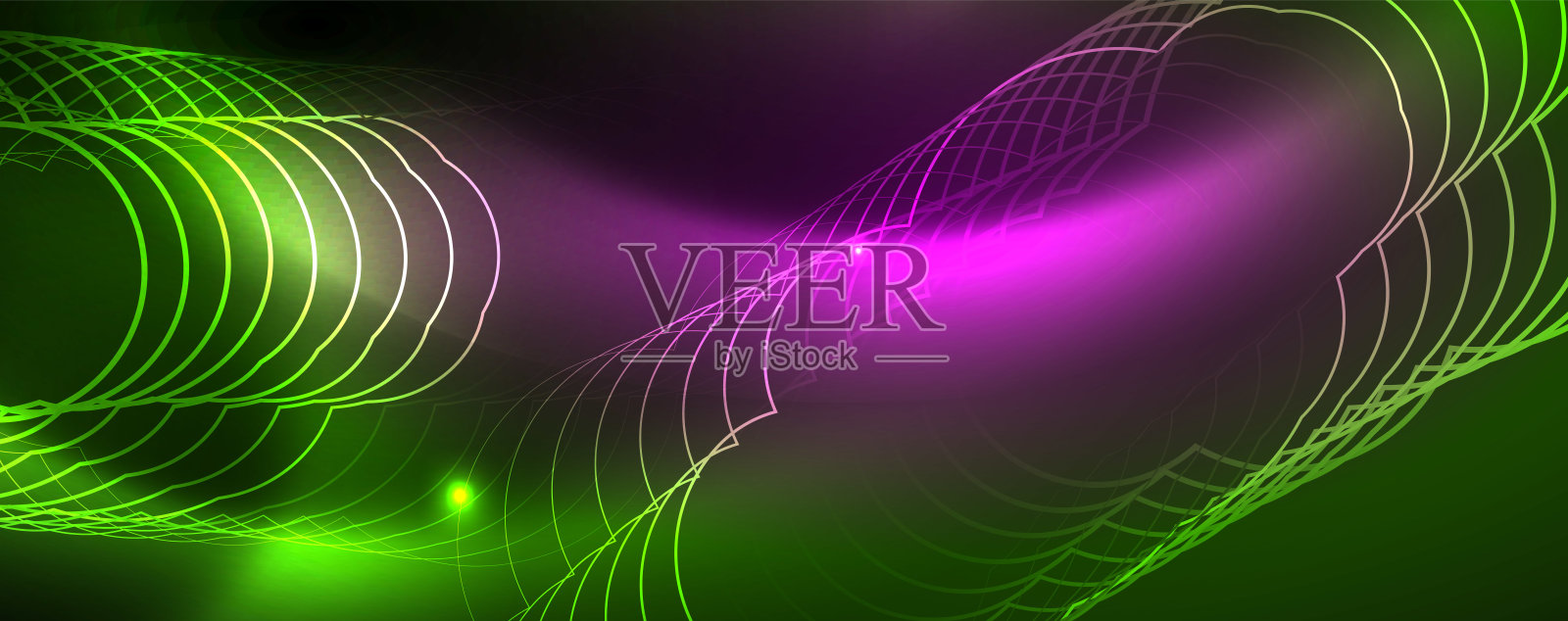 技术发光的背景，未来的黑暗模板与霓虹灯效果和简单的形式，矢量插画图片素材