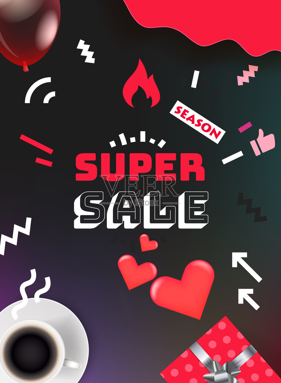 销售横幅设计模板。颜色几何垂直背景设计模板素材