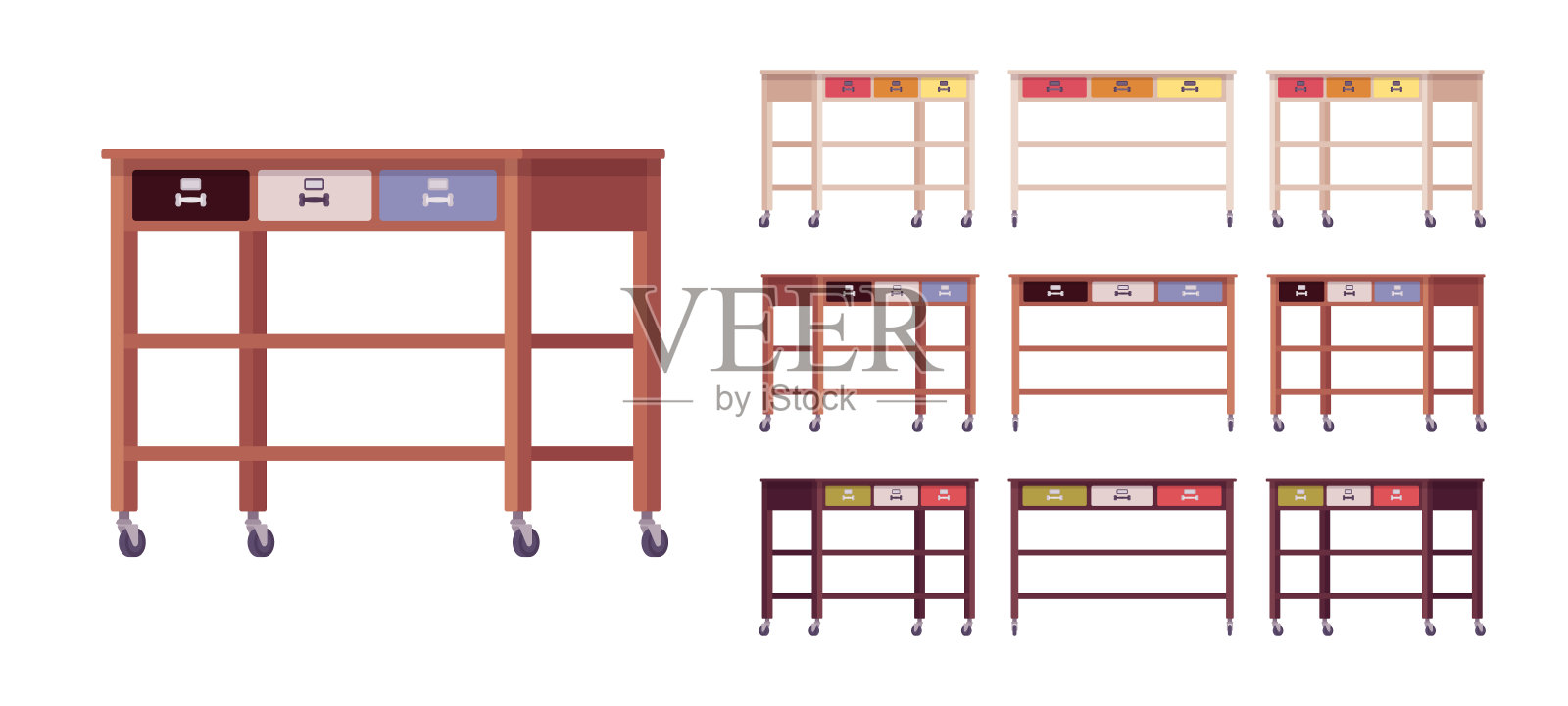 厨房滚动台和服务车插画图片素材