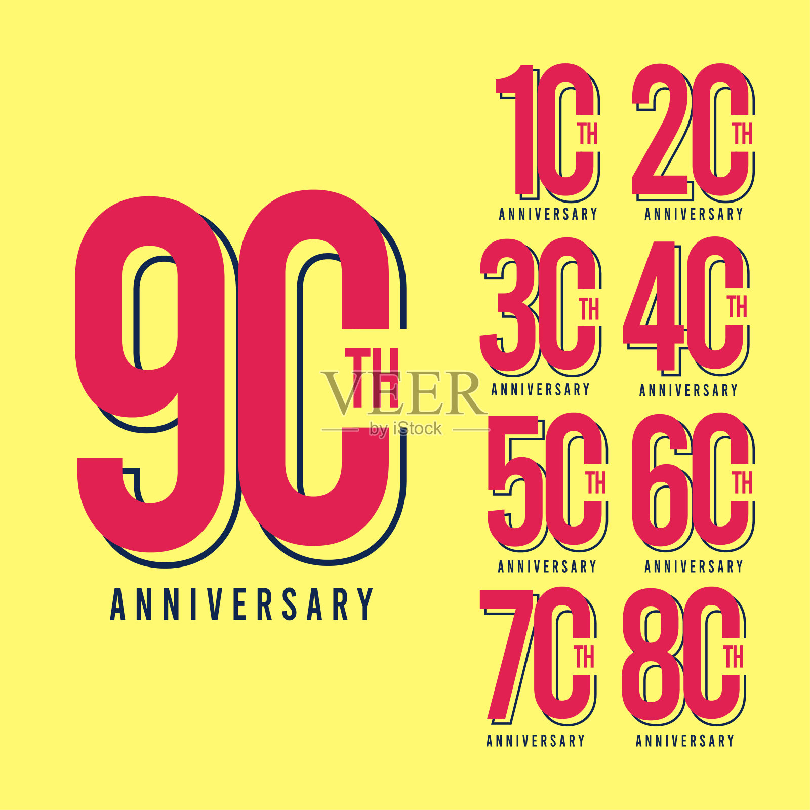 90周年纪念矢量模板设计插图插画图片素材