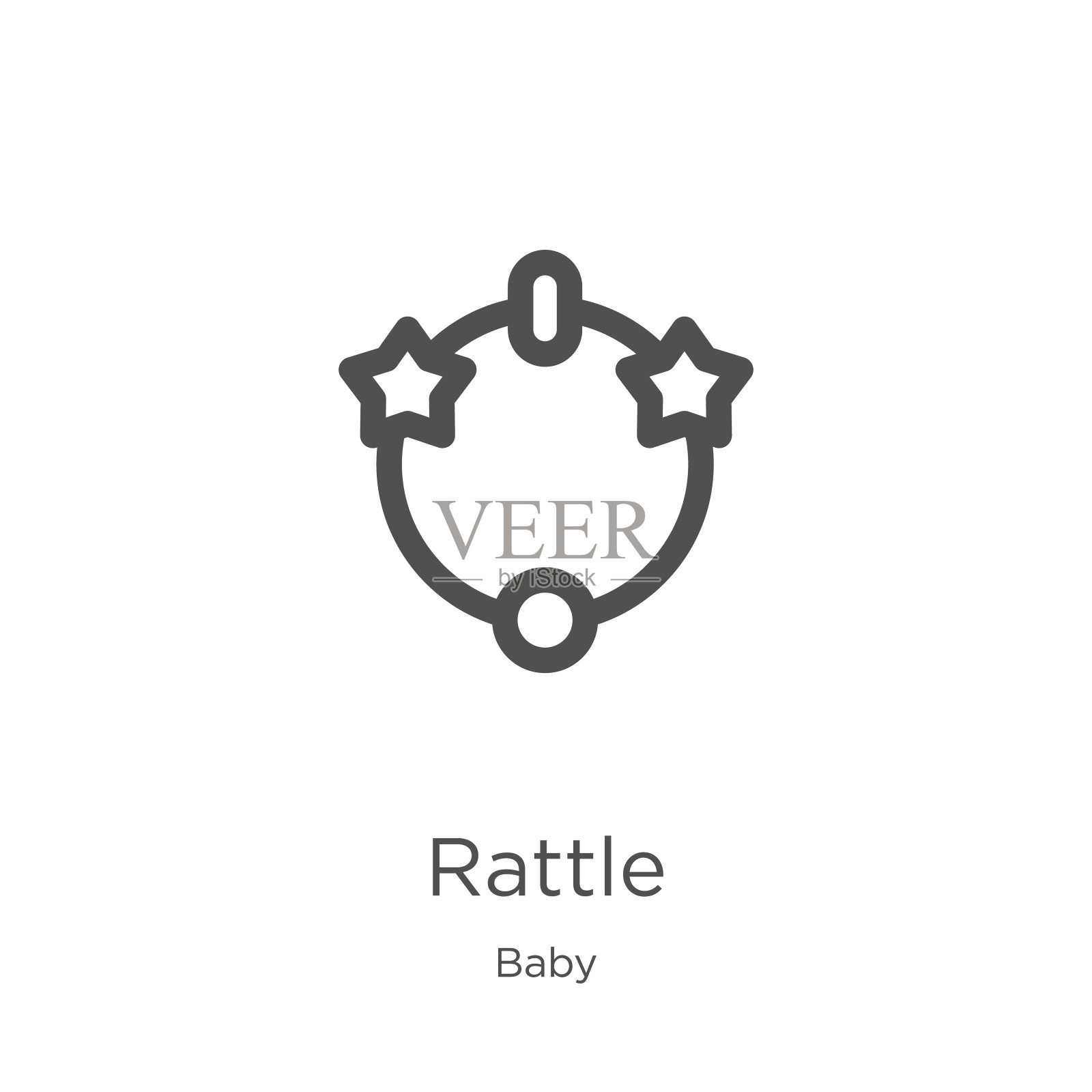 拨浪鼓图标矢量从婴儿收集。细线拨浪鼓轮廓图标矢量说明。轮廓，细线拨浪鼓图标的网站设计和移动，应用程序开发。插画图片素材