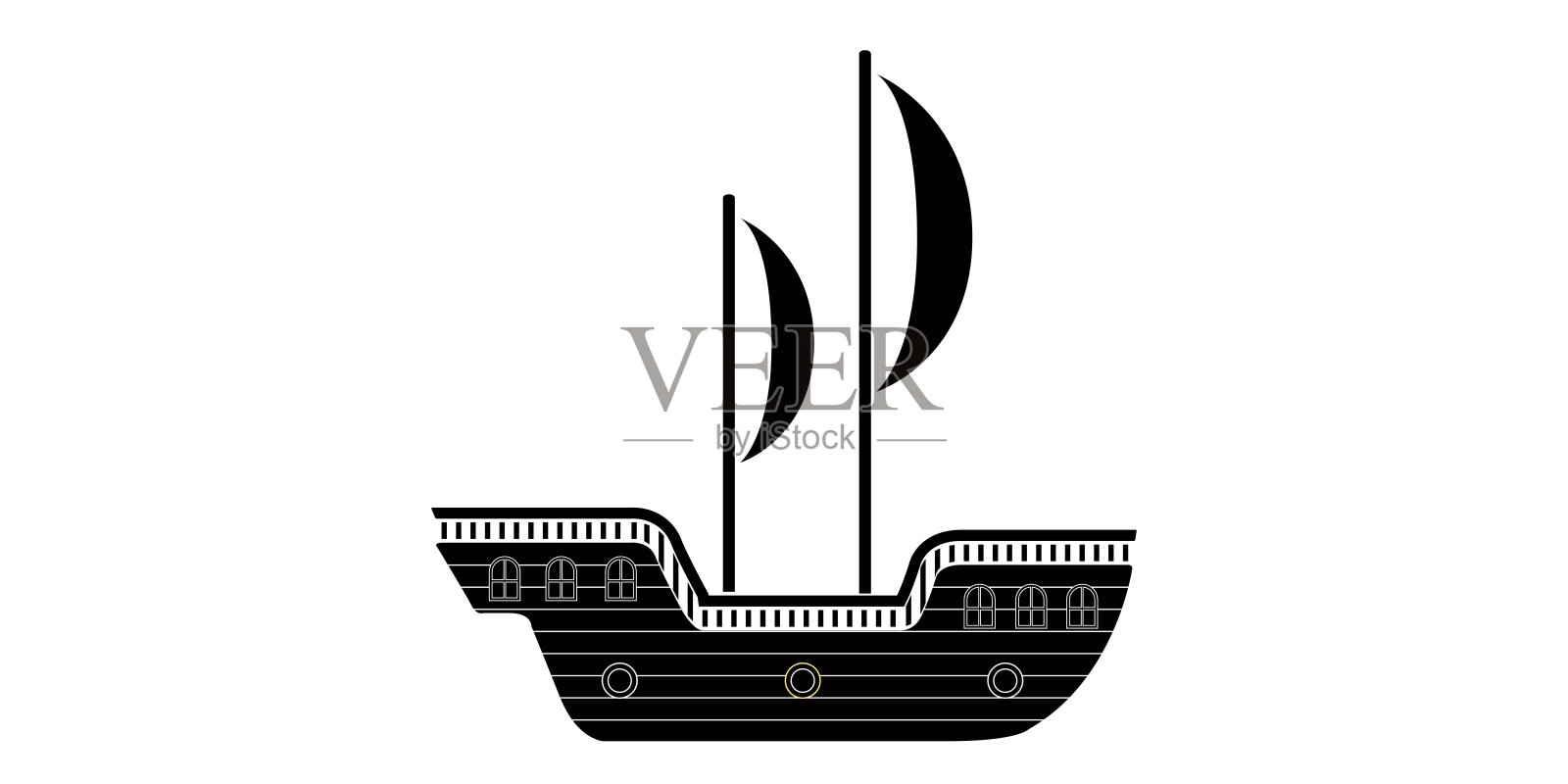 孤立的侧面视图的帆船图标插画图片素材