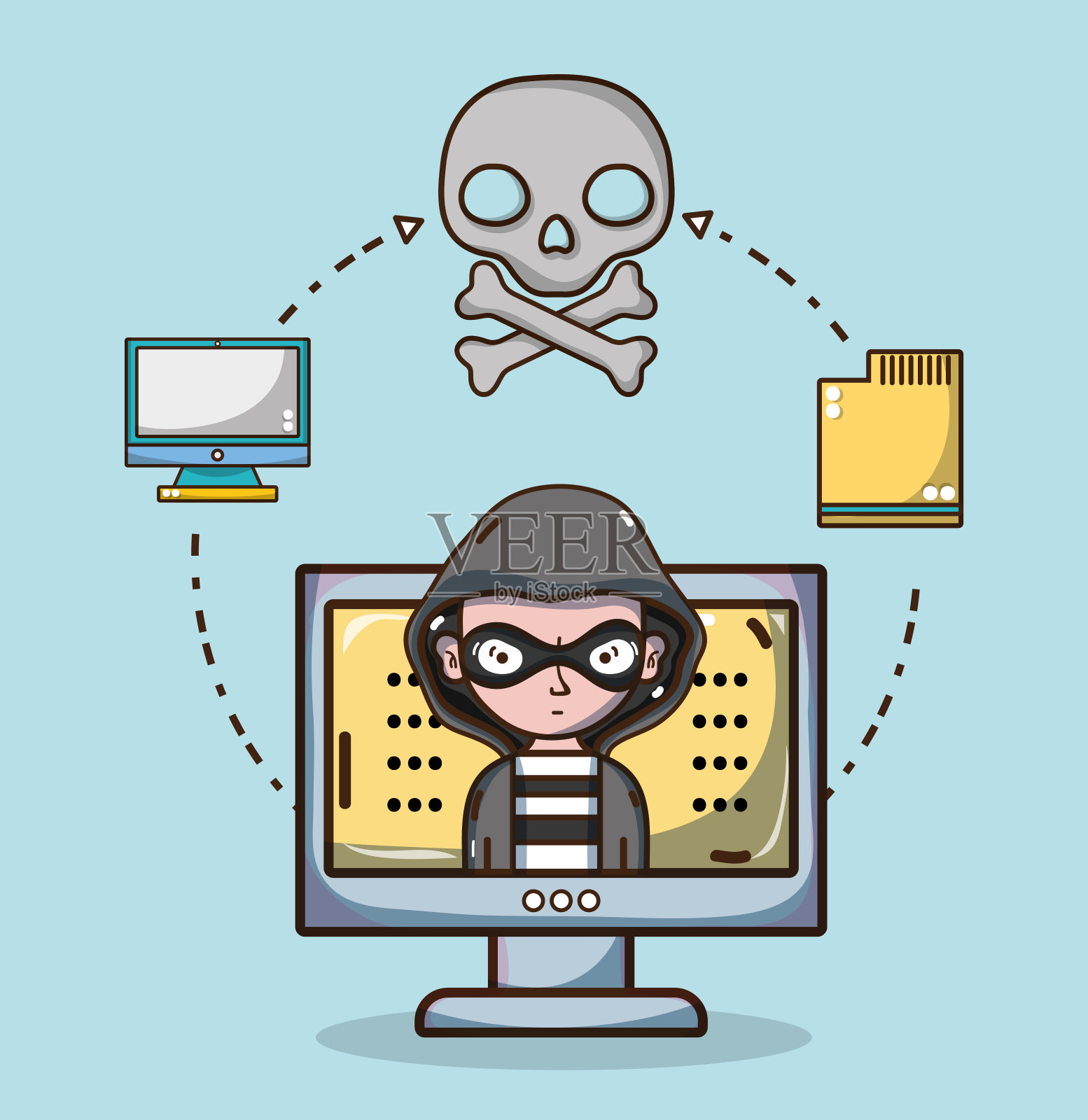 黑客和安全系统技术插画图片素材