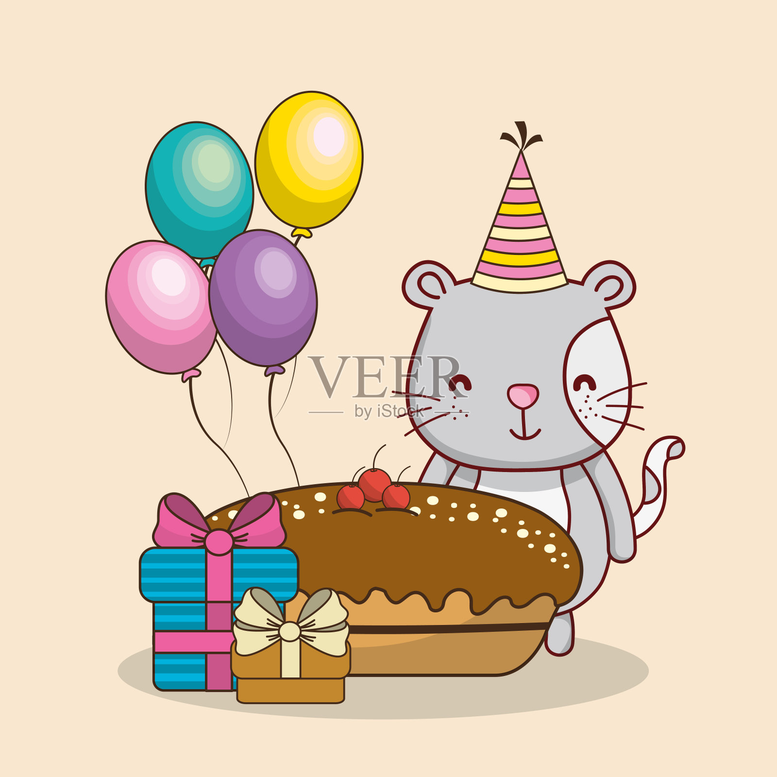 生日贺卡卡通插画图片素材