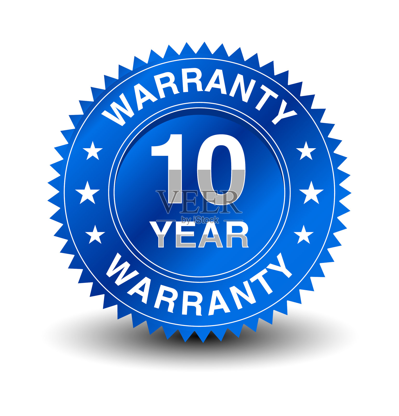 可靠强大的10年保修标志。设计元素图片