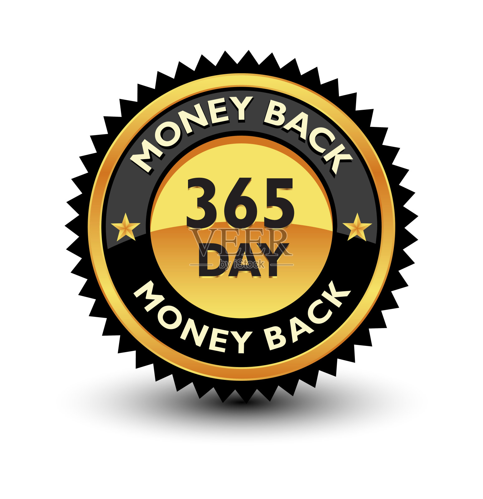 强大的365天/ 1年退款保证徽章，标志，标签，印章。插画图片素材