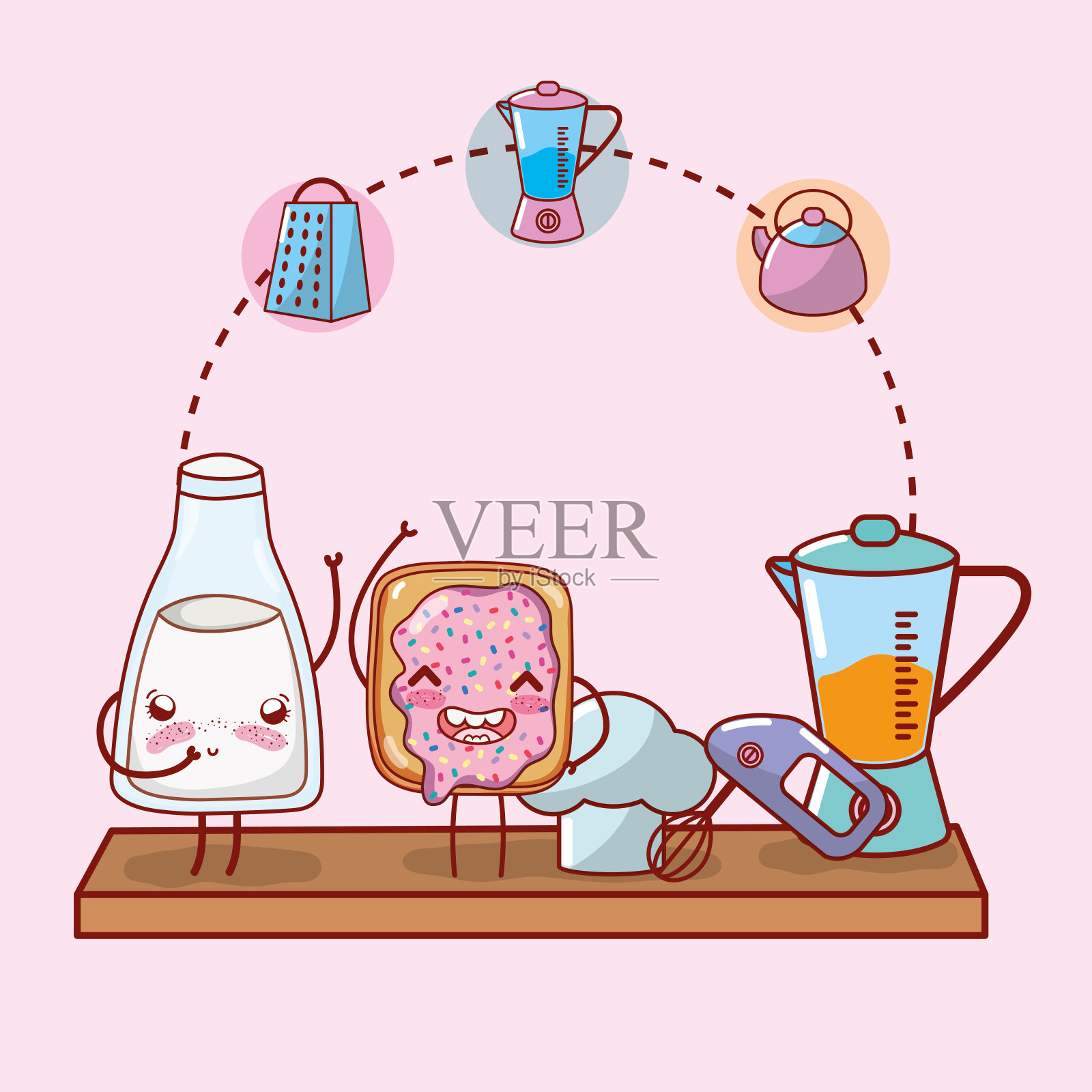 厨房物品卡通卡哇伊卡通插画图片素材