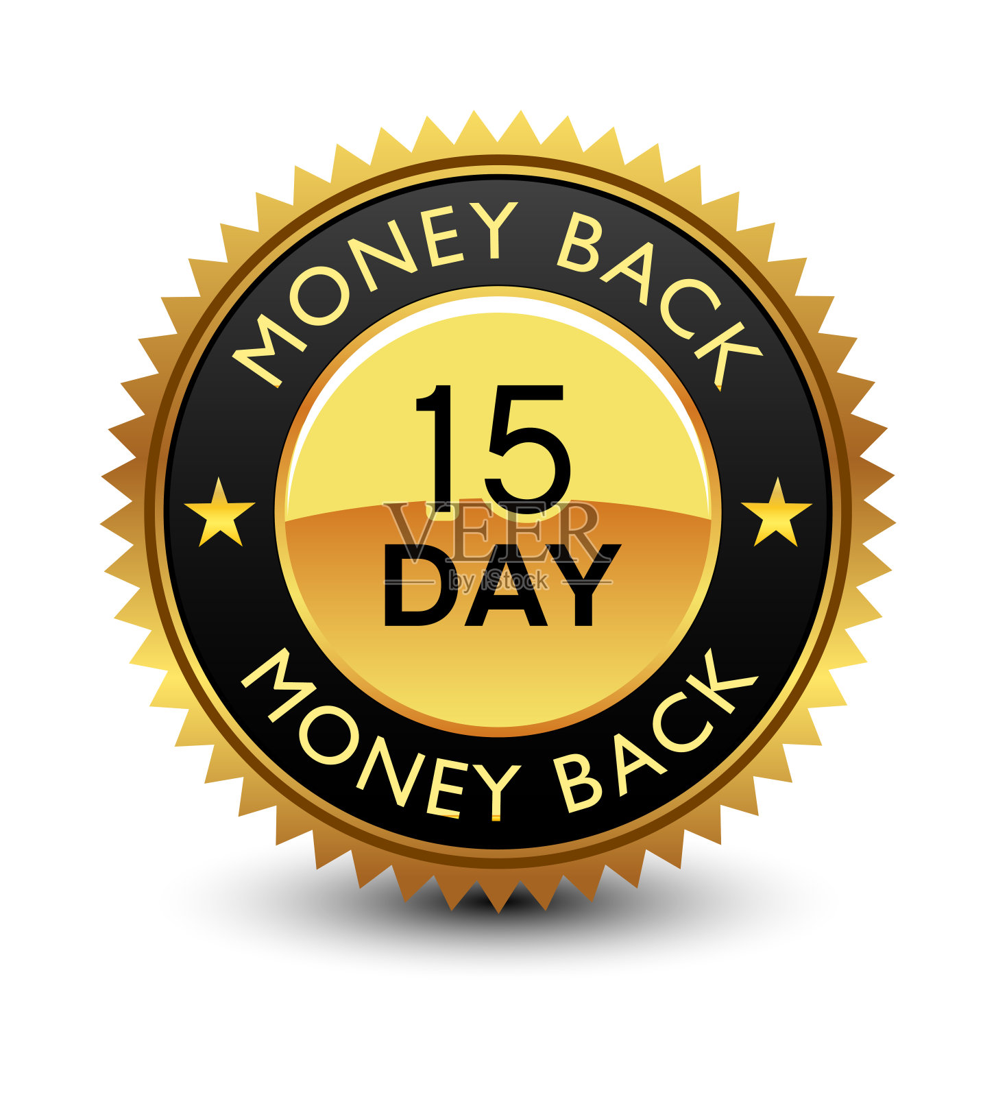 强大，优质，强大，15天退款保证徽章，签名，印章，印章，标签。设计元素图片