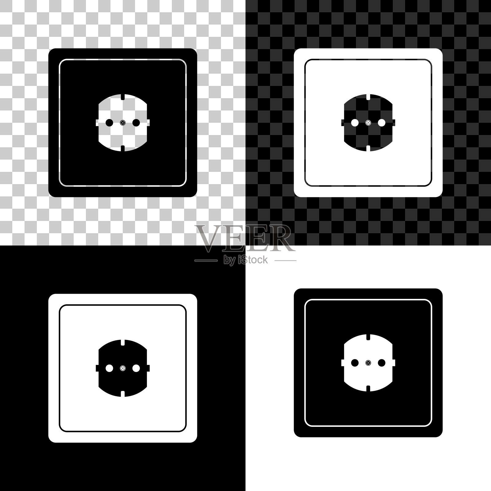 电源插座图标隔离在黑色，白色和透明的背景上。电源插座。玫瑰的象征。矢量图图标素材