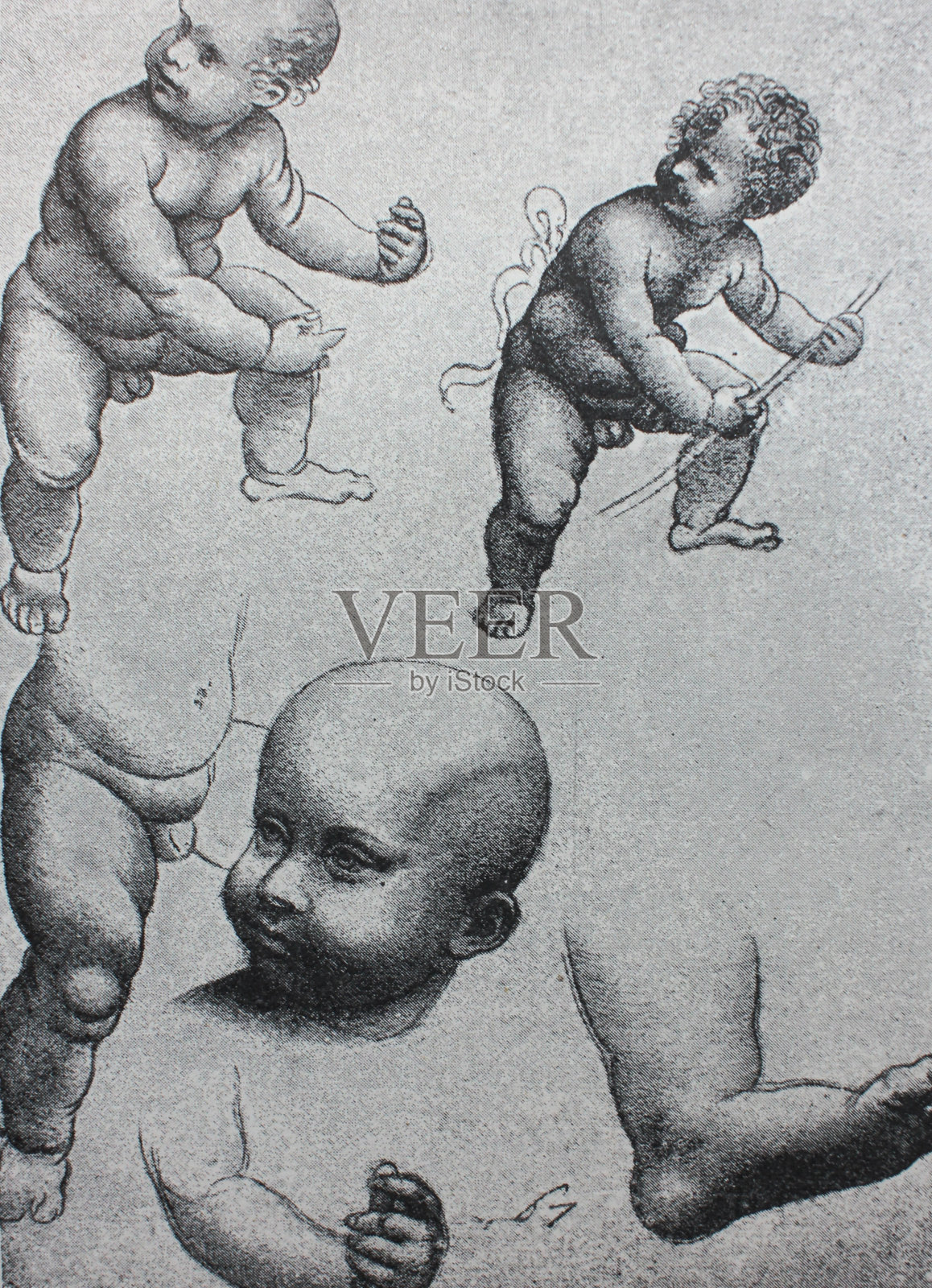 莱昂纳多·达·芬奇为圣安妮和上帝的母亲和一个婴儿创作的婴儿练习曲插画图片素材