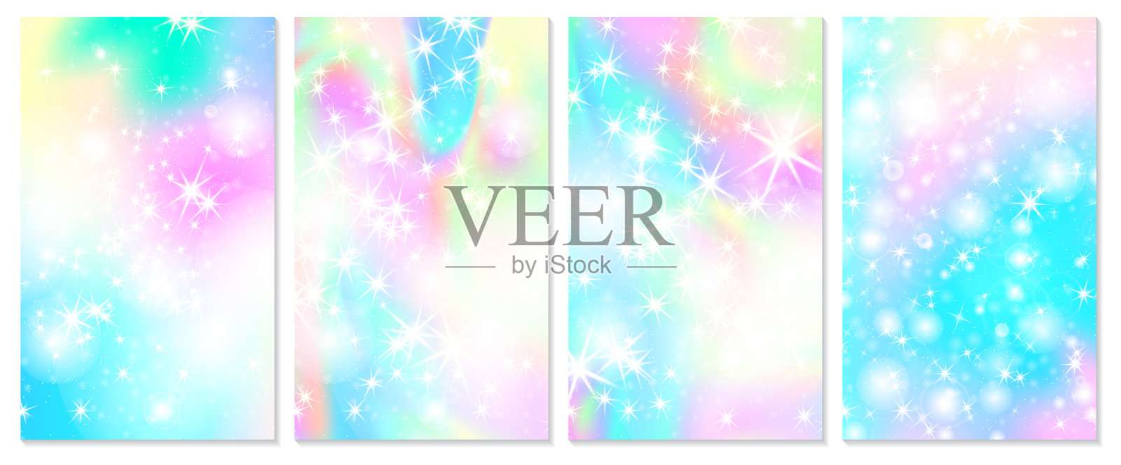 彩虹独角兽的背景。全息的天空插画图片素材