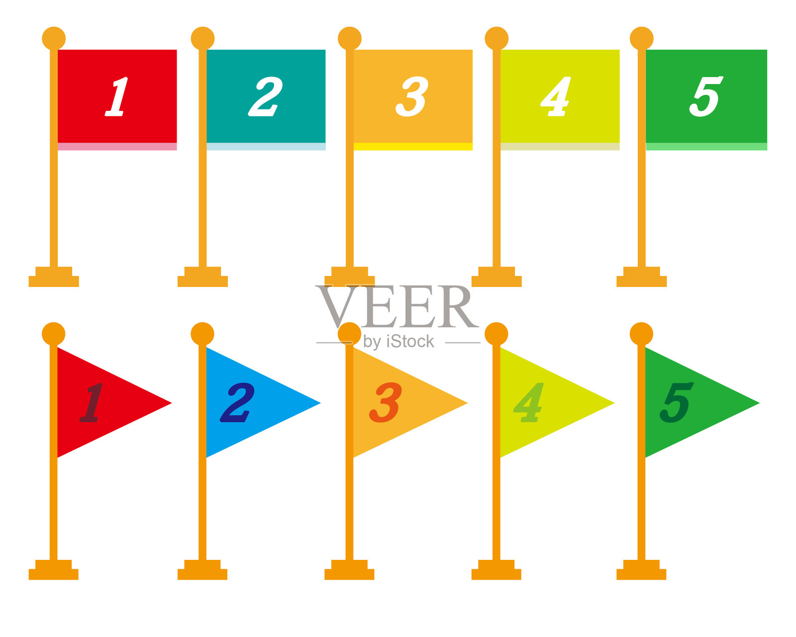 方形旗帜矢量图：三角形旗帜矢量图设计元素图片