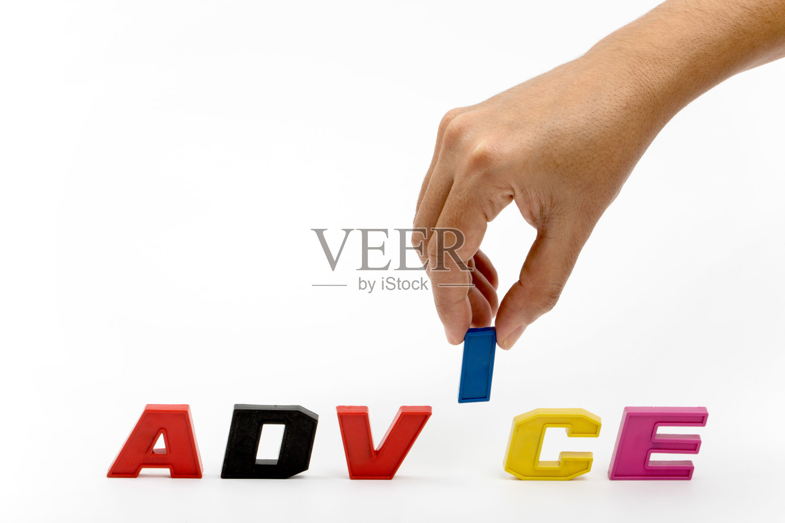 建议概念，手用塑料字母照片摄影图片