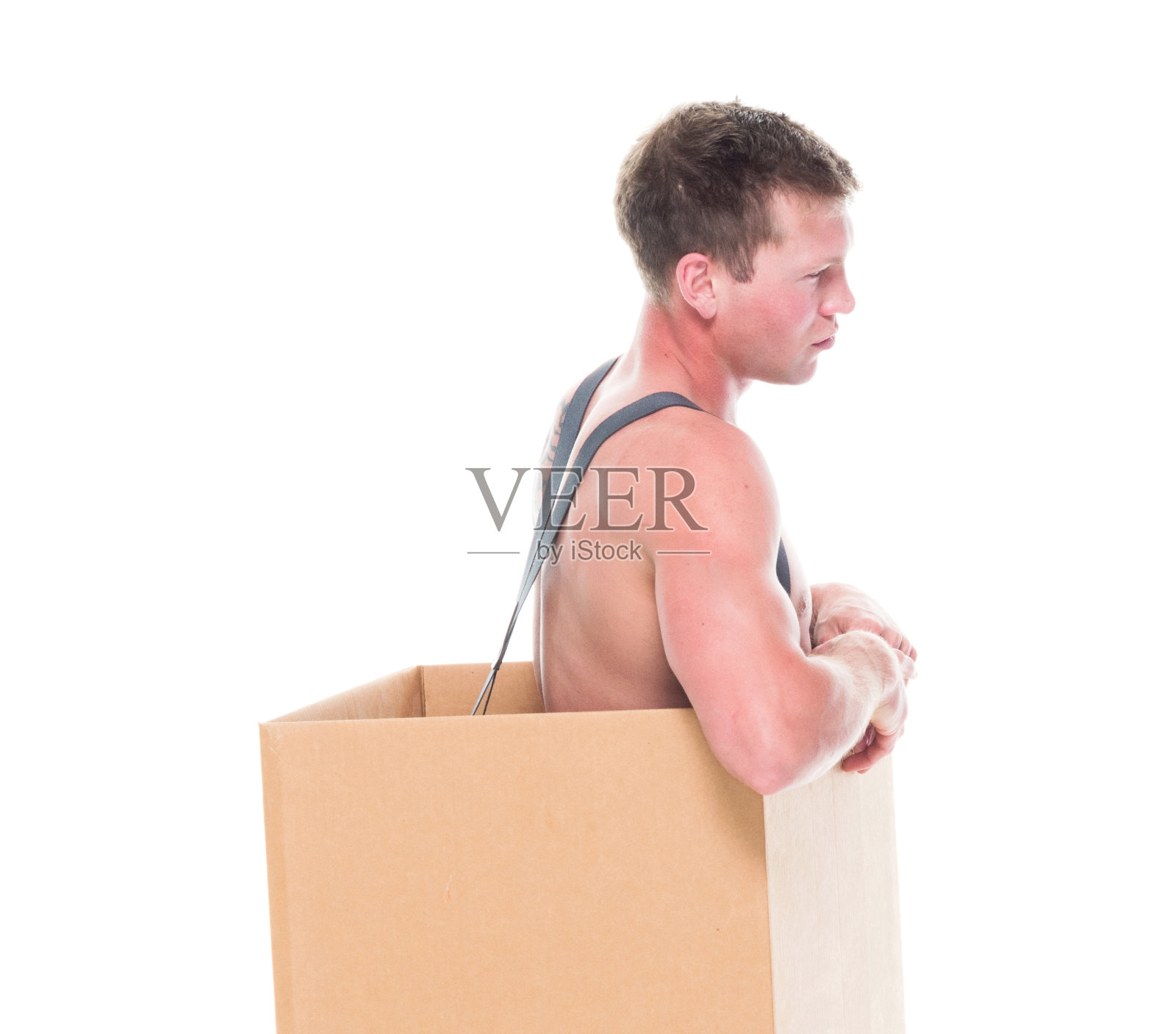 困在箱子里的穷人感觉很严重照片摄影图片