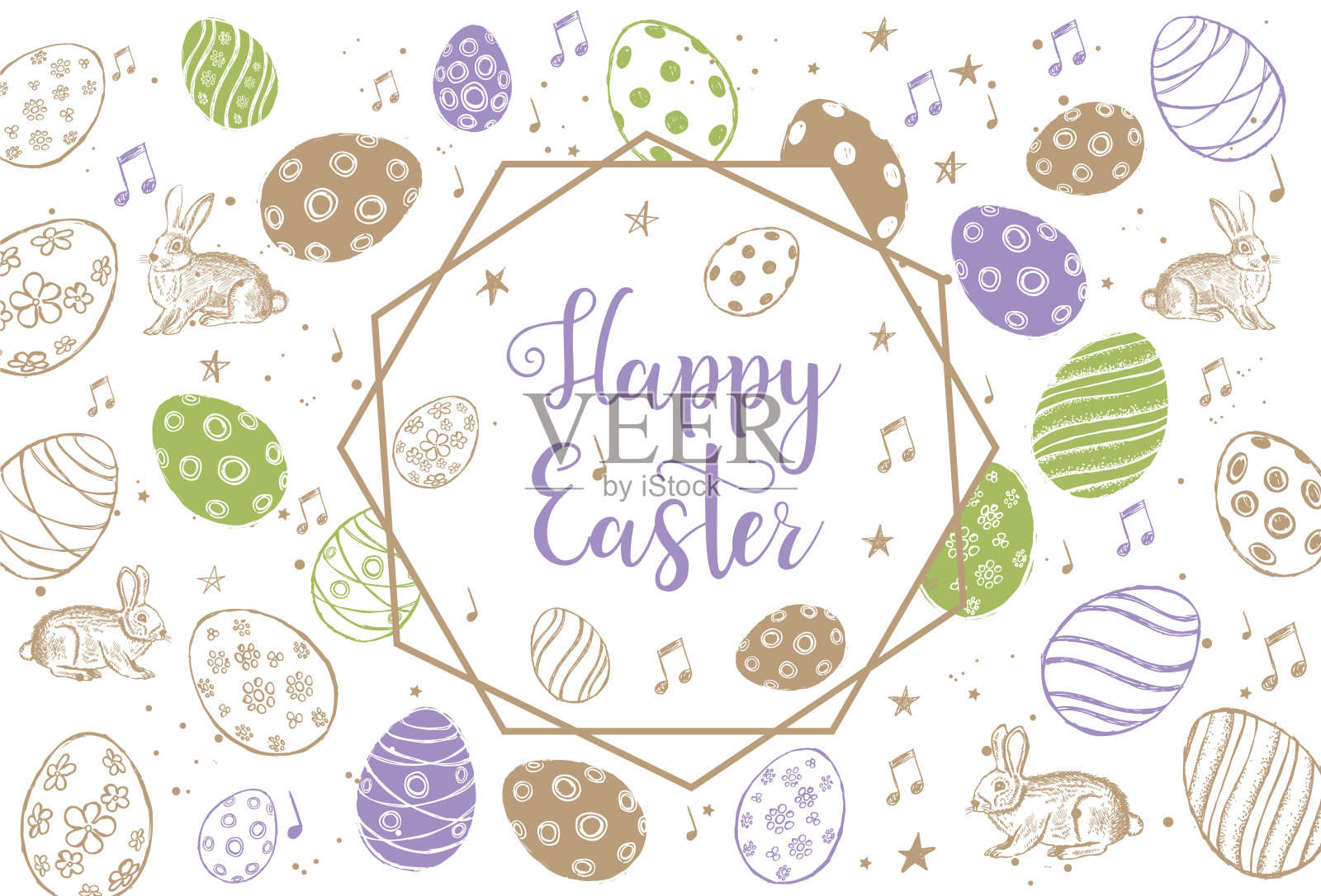 涂鸦装饰彩蛋和复活节元素。设计模板素材