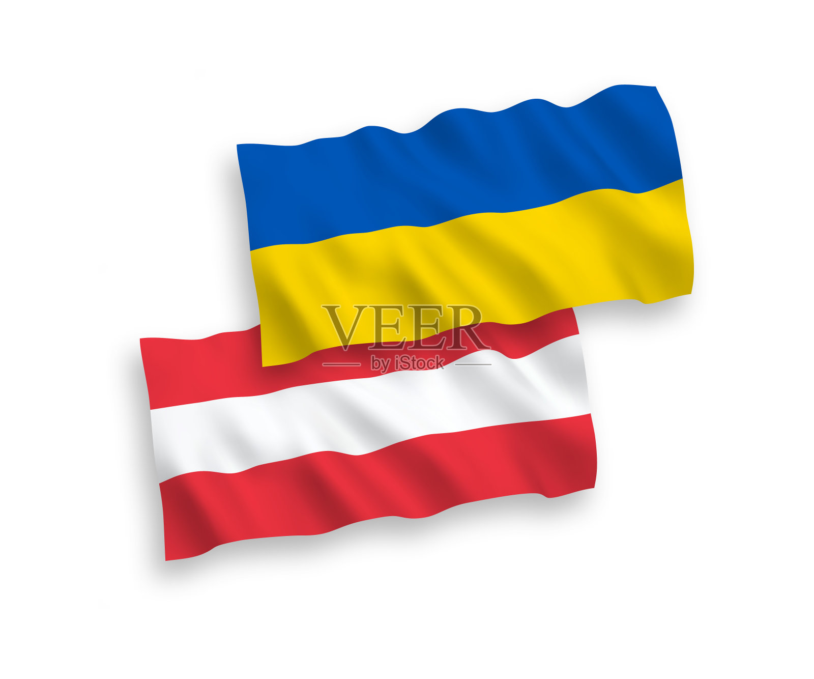 白色背景上的奥地利和乌克兰国旗插画图片素材