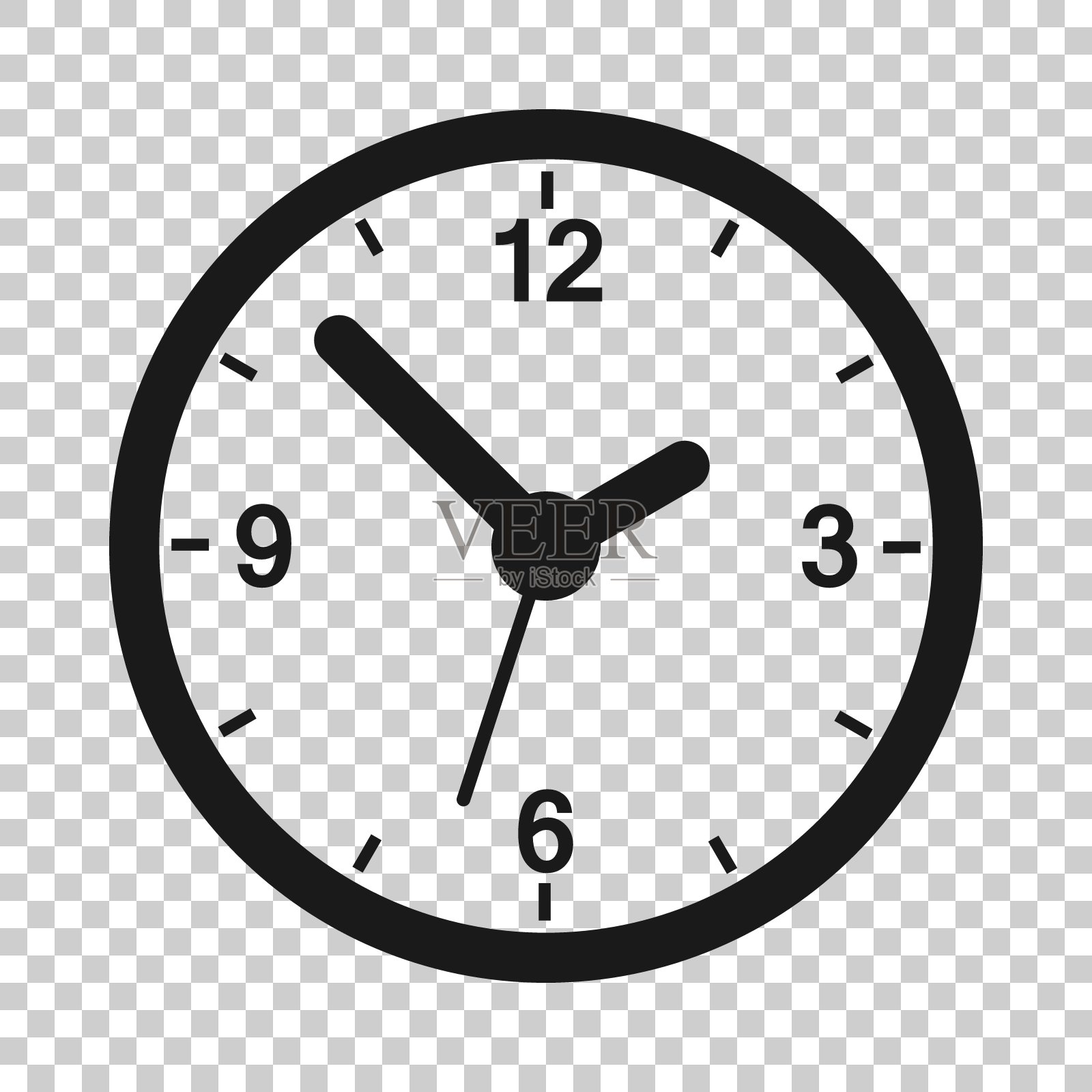 透明风格的时钟标志图标。时间管理矢量说明孤立的背景。定时器业务理念。插画图片素材