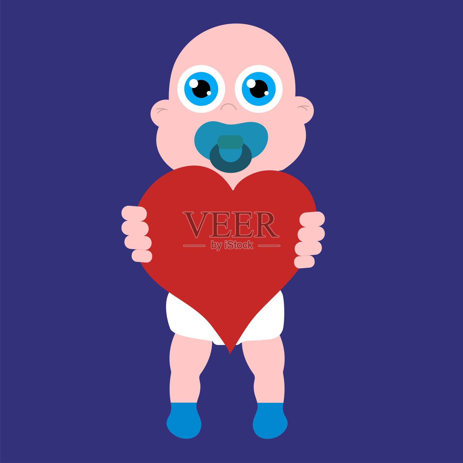 有爱心的男婴。矢量图插画图片素材