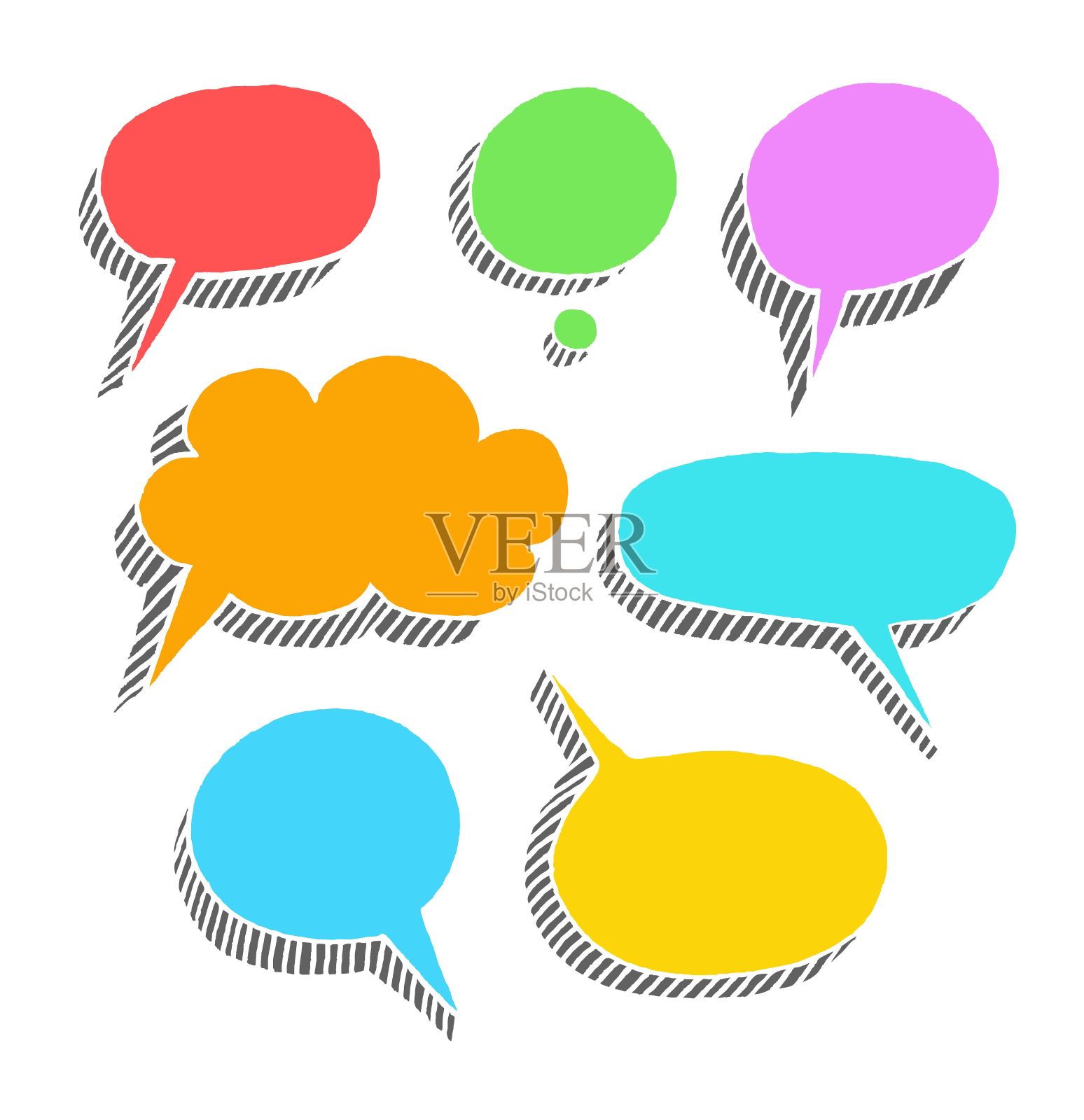 信息，一个彩色的框架在云，在一个白色的背景，向量。插画图片素材