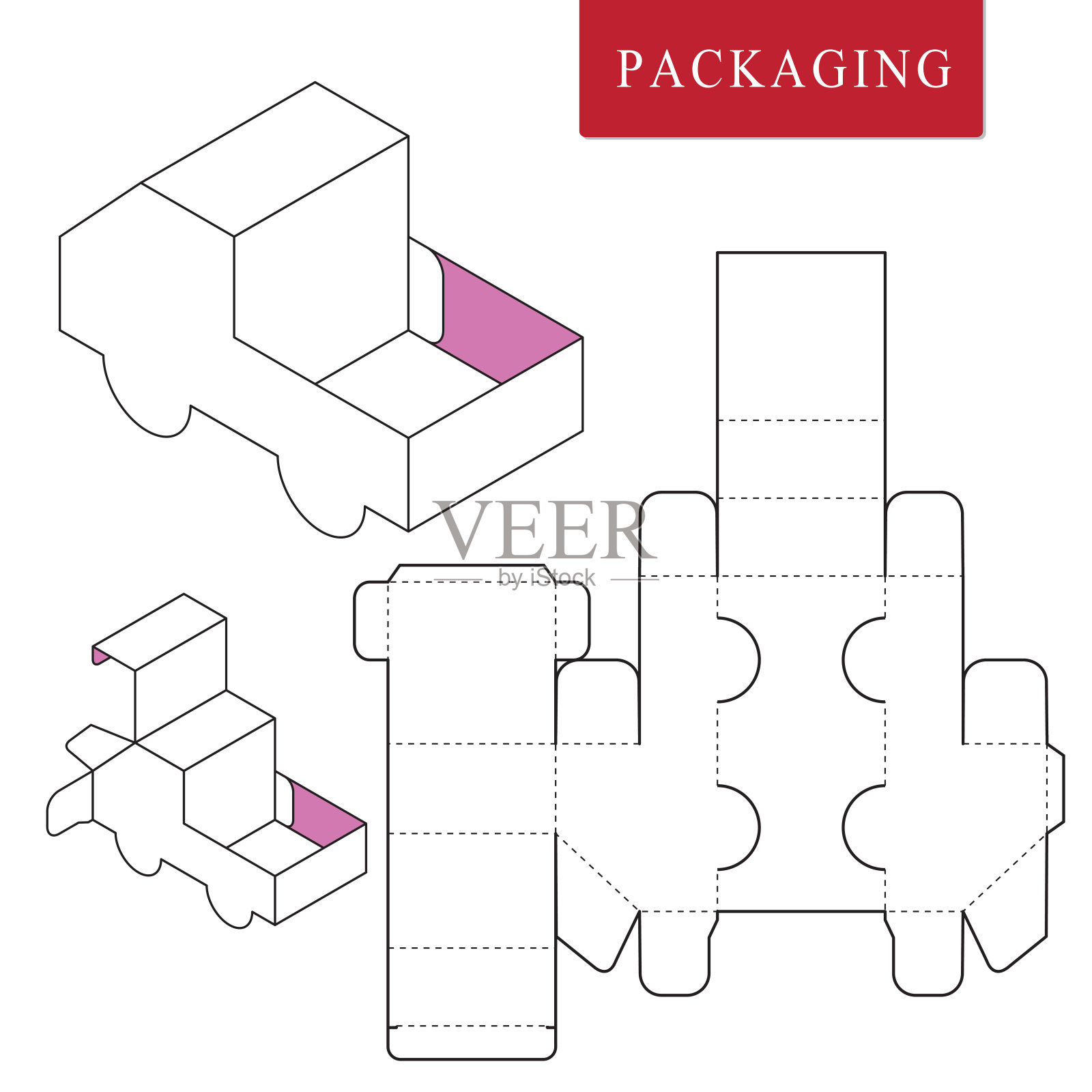 包模板传输概念。插画图片素材