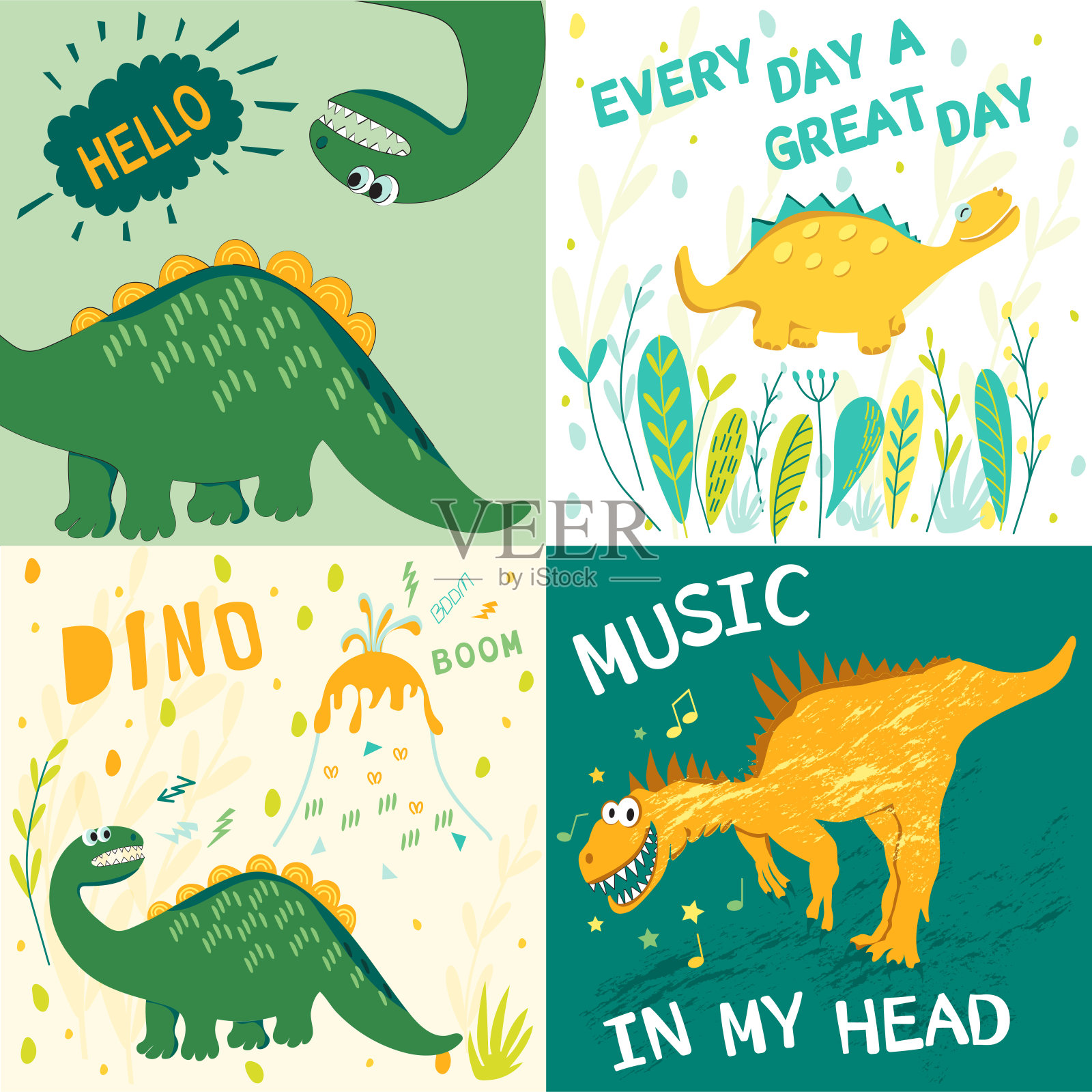 有趣的恐龙为孩子的背景或商品插画图片素材