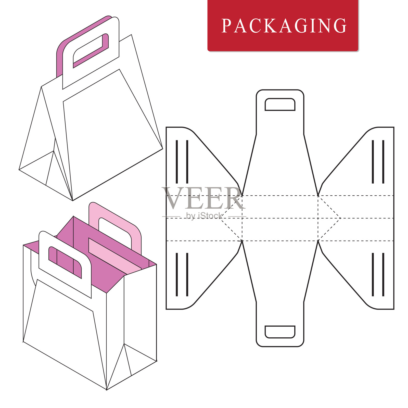 袋包装模板佩戴。矢量插图包装。孤立的白色零售模拟。插画图片素材
