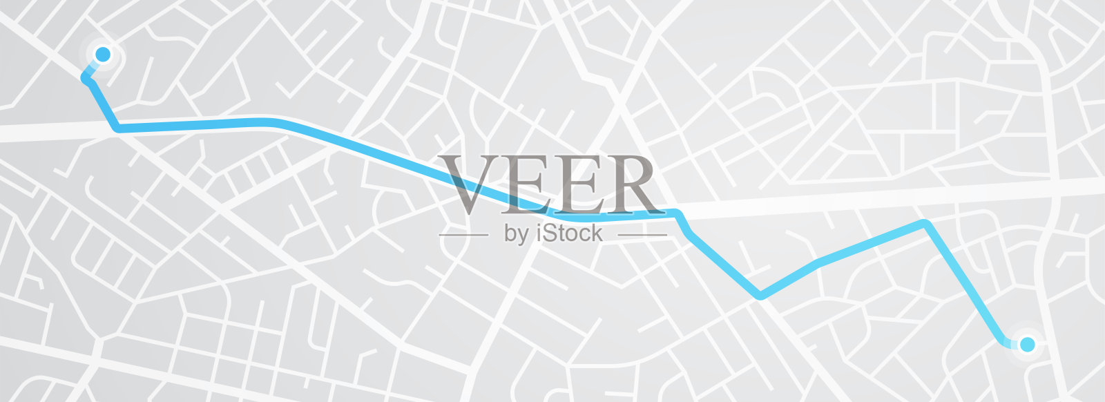 城市地图导航。GPS导航器。距离。点标记图标。俯视图，从上面看。抽象的背景。可爱的简单的设计。平面风格矢量插图。插画图片素材