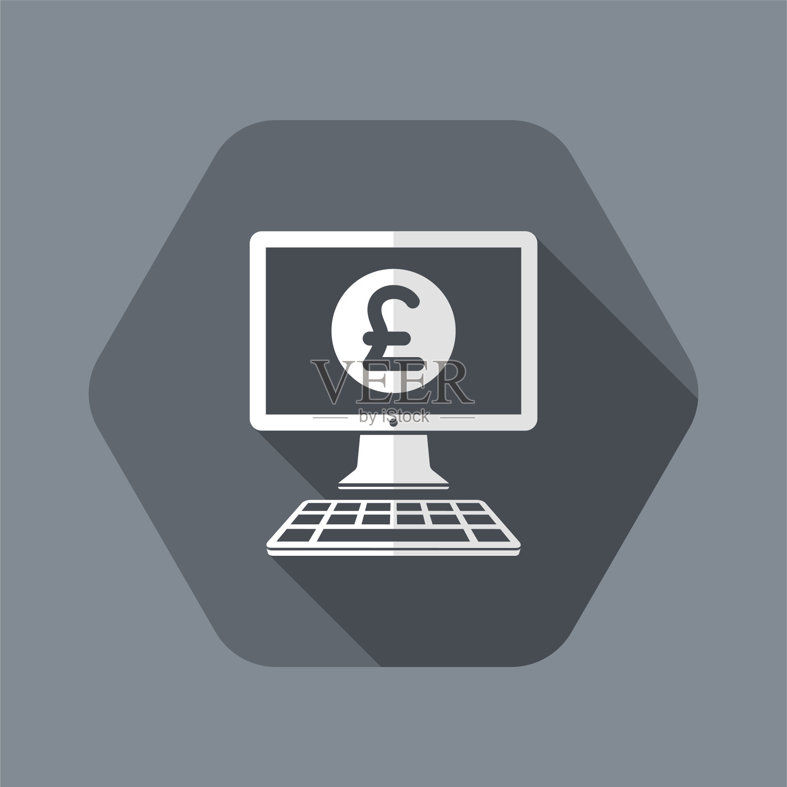 英镑-智能网上银行服务-矢量平面图标插画图片素材