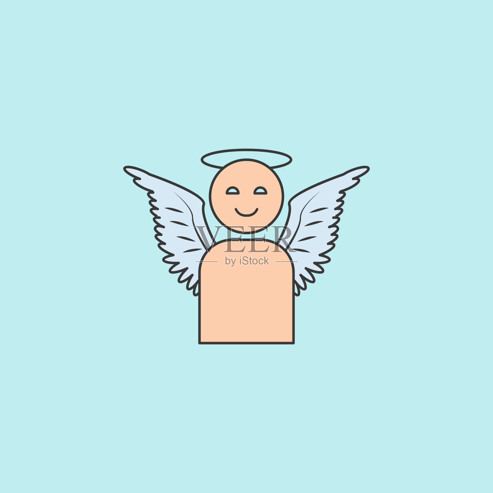 一个甜美天使图标的化身。天使和恶魔的元素图标移动概念和网络应用。一个甜美的天使图标填充轮廓头像可以用于网络和移动插画图片素材