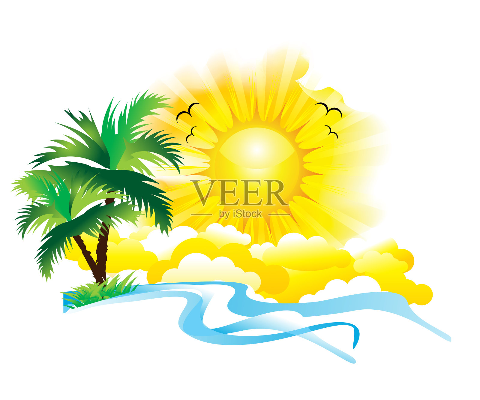 抽象艺术创意暑假背景插画图片素材