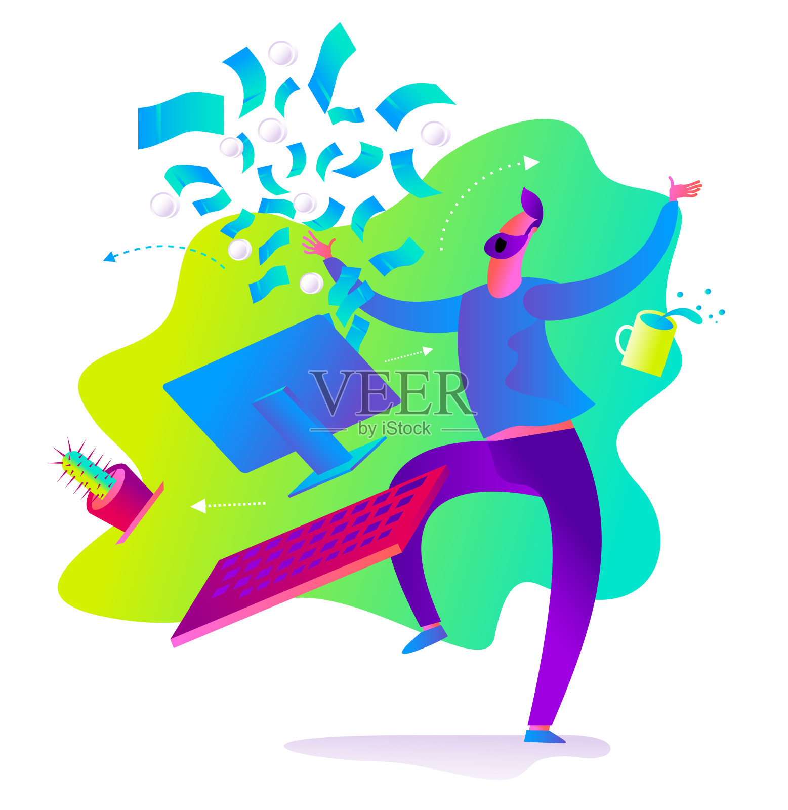 插图的一个卡通人物为网页设计，演示，信息图，着陆:在互联网上的奖金或大利润，网络插画图片素材