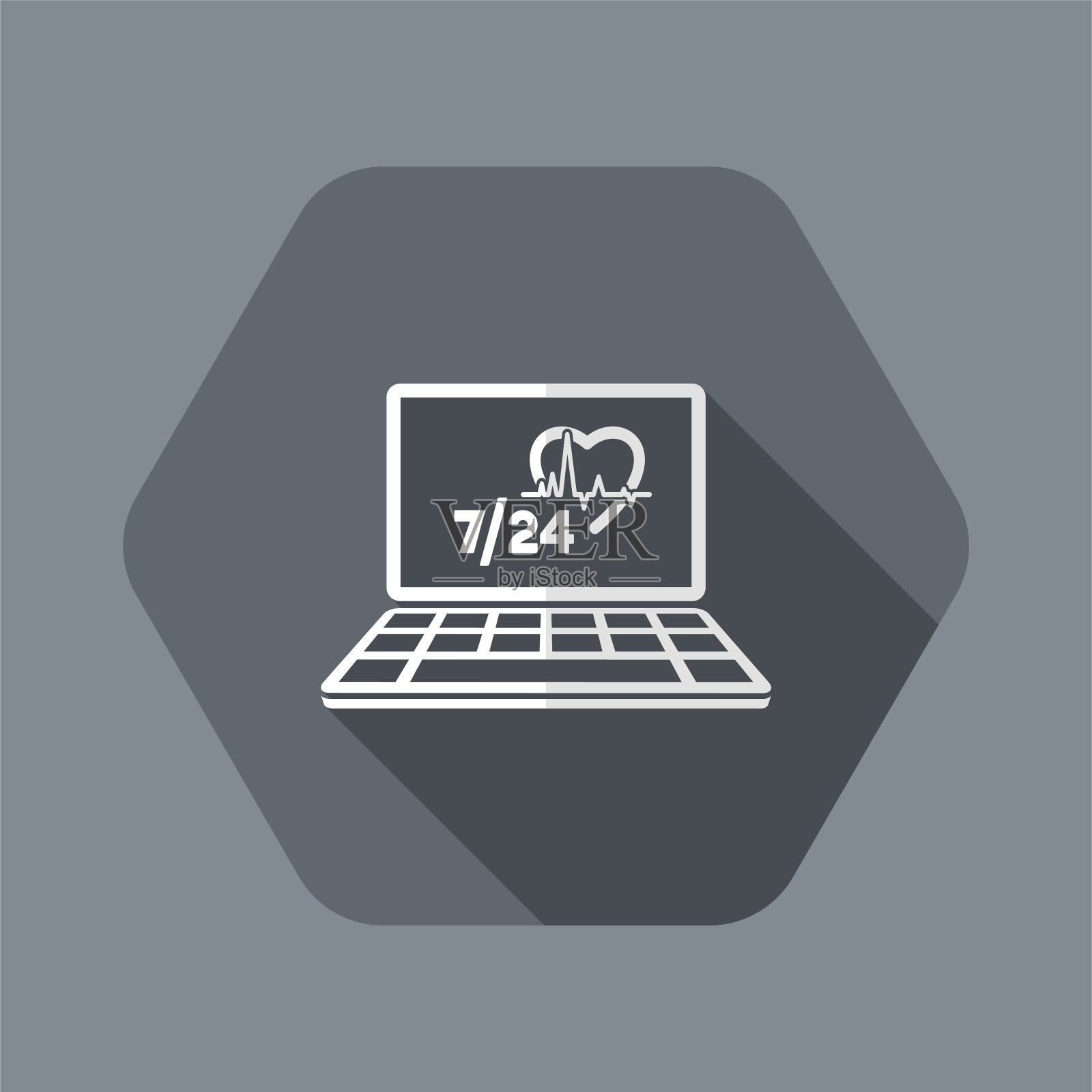 在线医疗援助7/24 -矢量平面图标插画图片素材