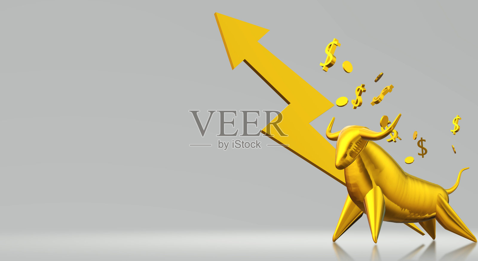 3d渲染黄金公牛的业务内容。照片摄影图片