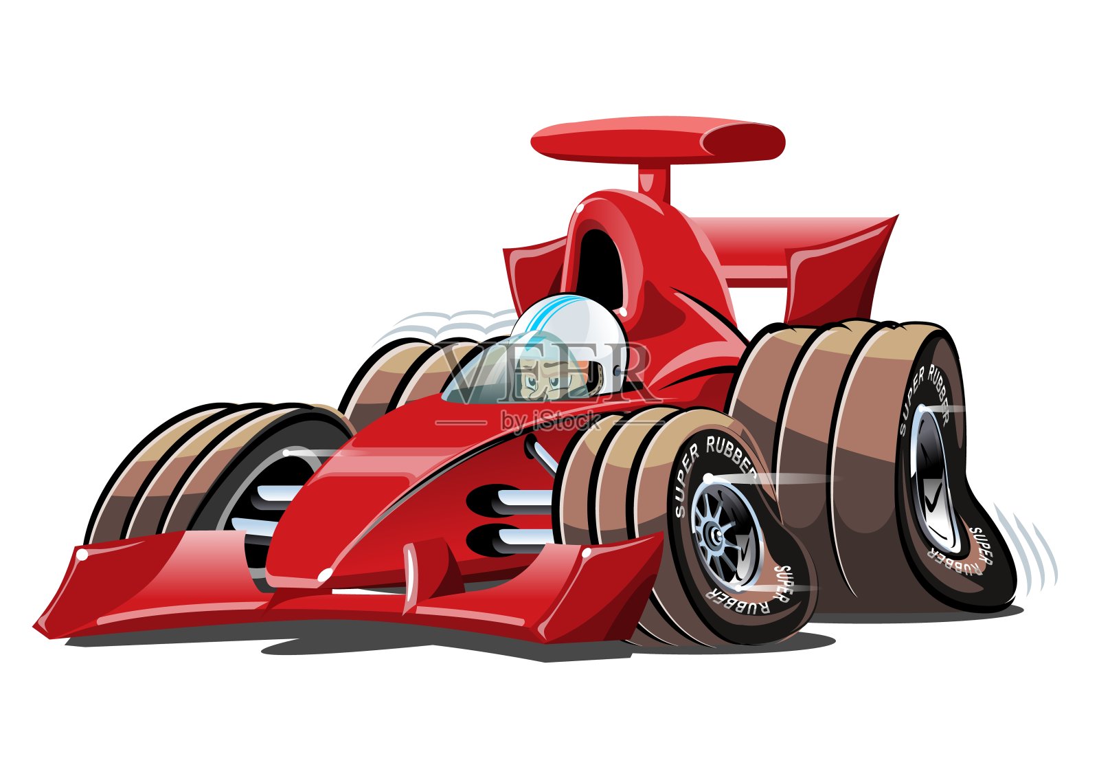 赛车隔离在白色上。矢量动画插画图片素材