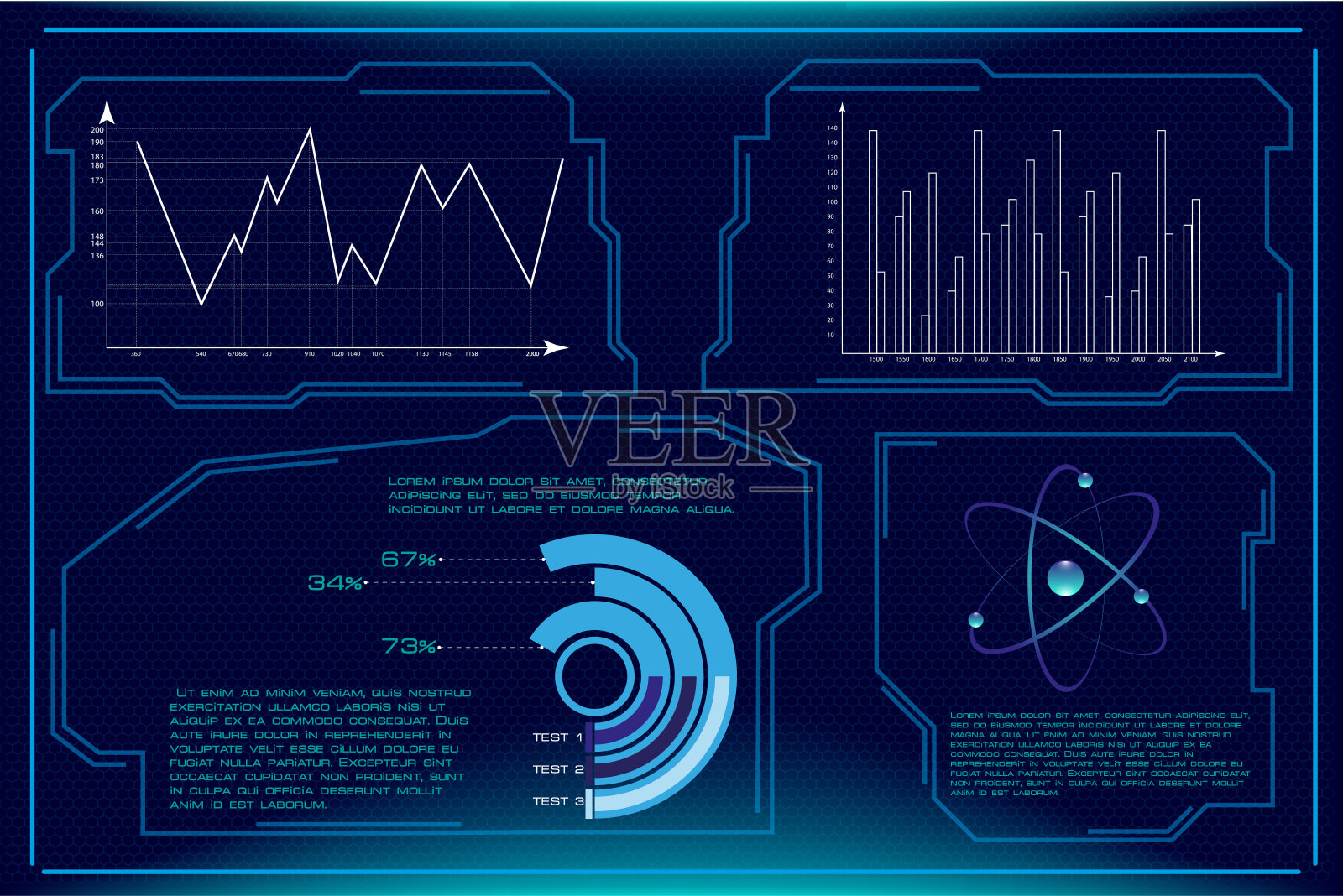 为未来用户界面设置的矢量HUD元素插画图片素材