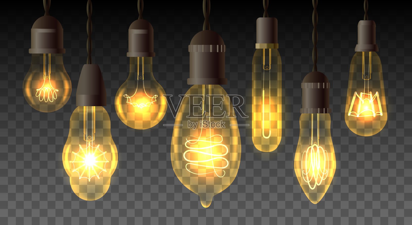 复古的瓦特的灯泡设计元素图片